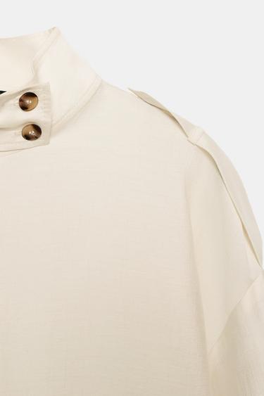 FLOWING HIGH NECK SHIRT - Ecru by Zara - Image 7