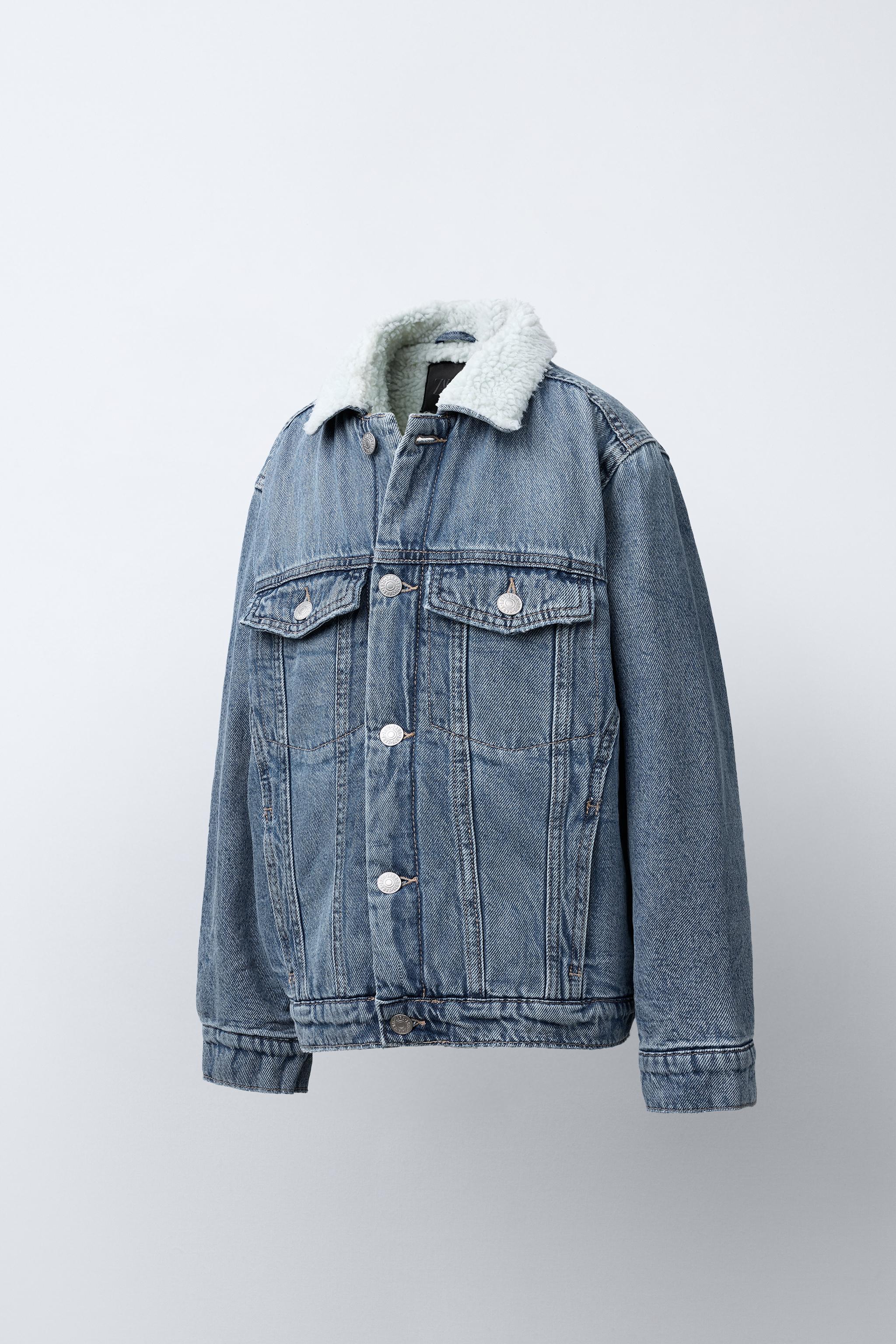 VESTE EN DENIM FAÇON MOUTON Bleu délavé ZARA Belgique Belgium