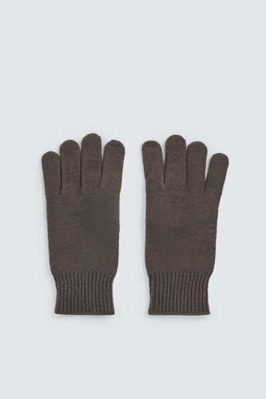 WOOL BLEND KNIT GLOVES - Light mink by Zara