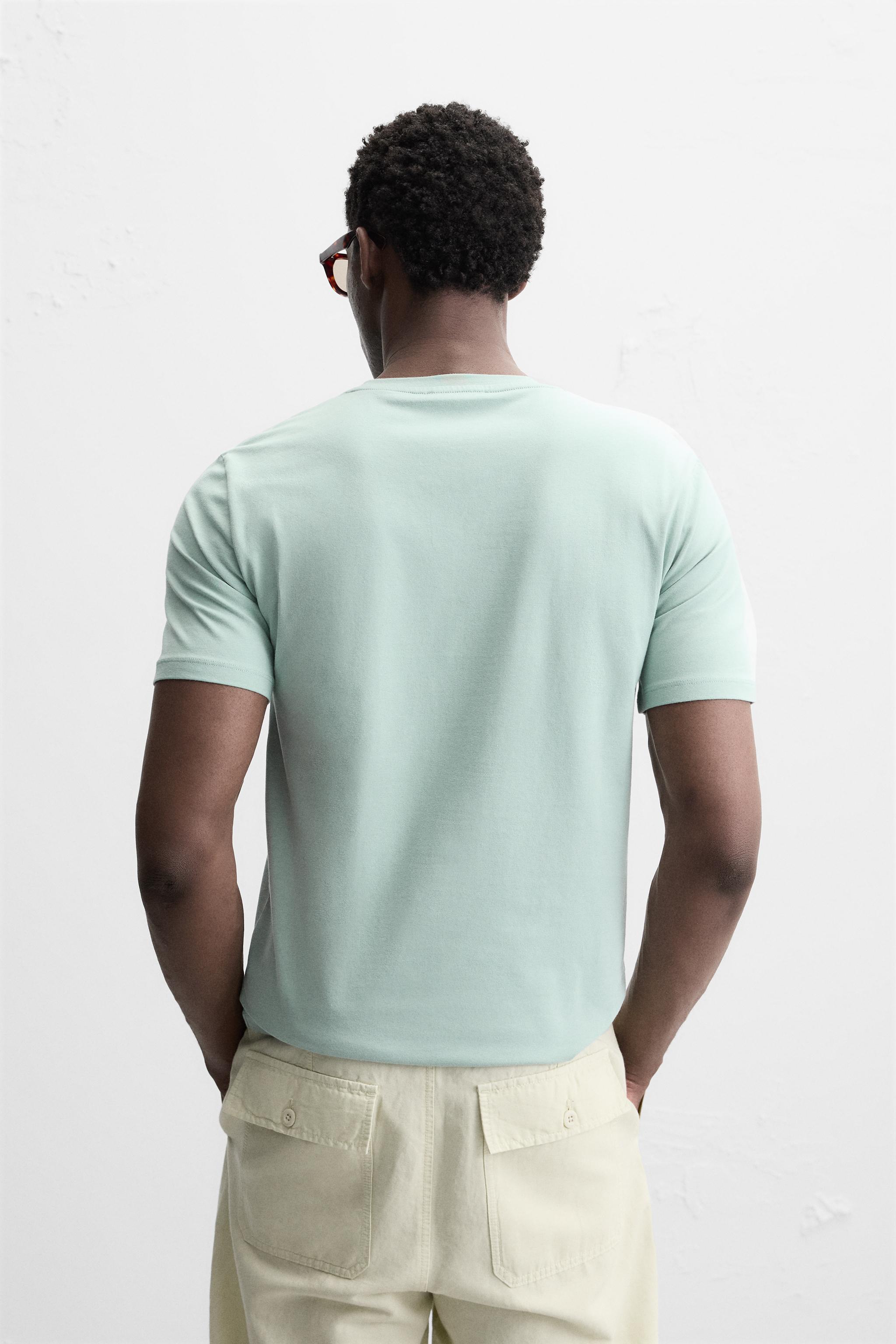 ZARA オープン構造シャツ 0794/405 BASIC SLIM FIT T-SHIRT - White | ZARA United States