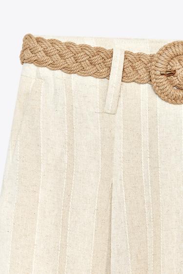 STRIPED WIDE-LEG TROUSERS WITH BELT - striped by Zara - Image 6