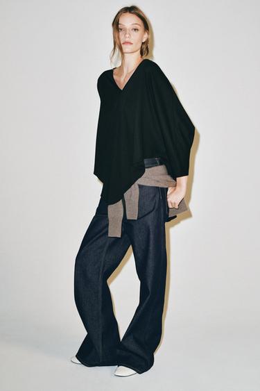 SUPIMA® COTTON CAPE T-SHIRT - Black by Zara