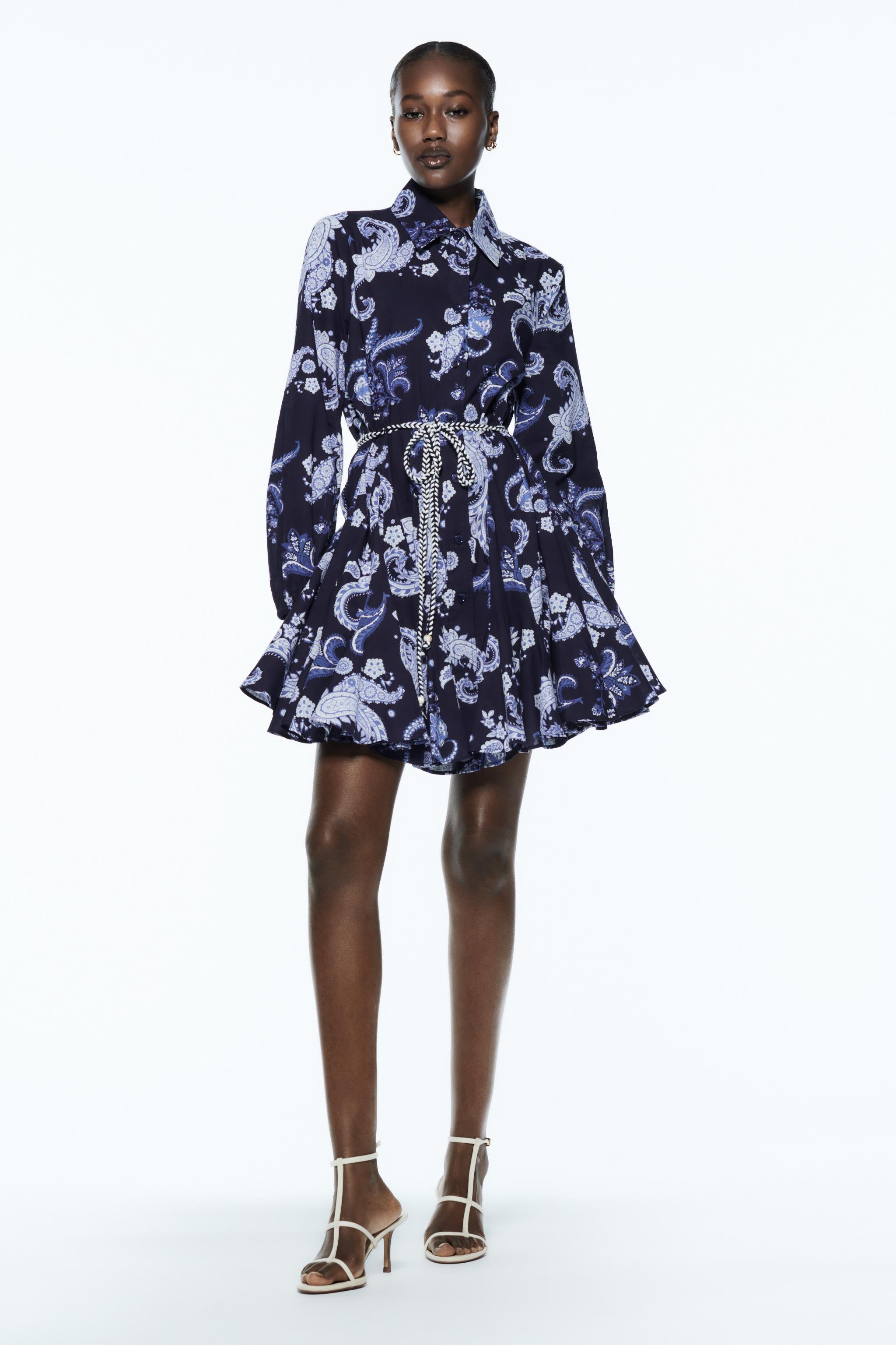 Zara printed store dress with belt