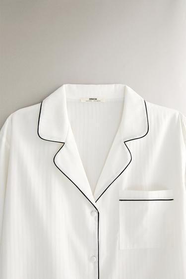 STRIPED JACQUARD SHIRT - Oyster-white by Zara - Image 1