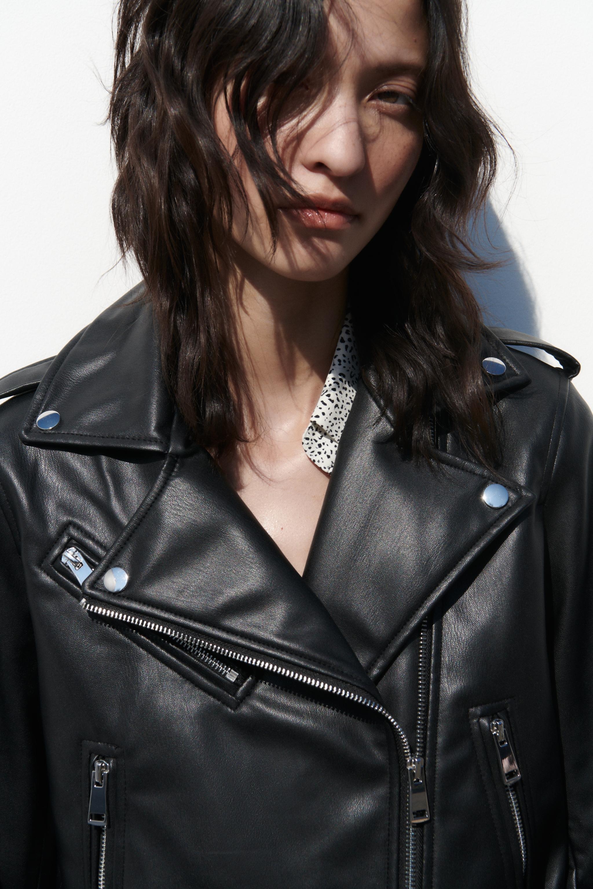 Zara black cheap faux leather jacket