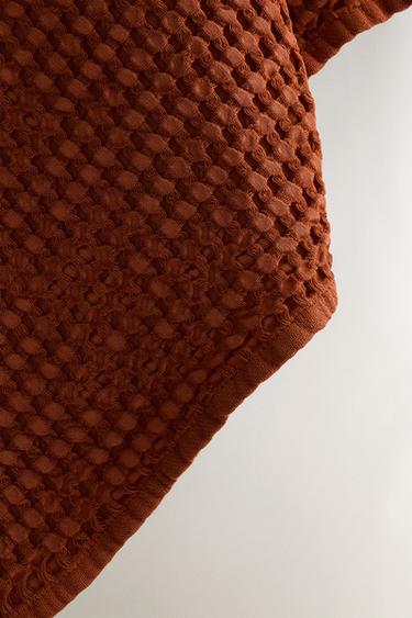 Zara WAFFLE-KNIT COTTON KITCHEN TOWEL X COLLAGERIE - Brown