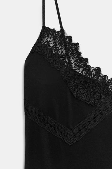 LACE TOP WITH STRAPS - Black by Zara - Image 6