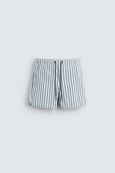 BAÑADOR MEDIO RAYAS - Celeste de Zara