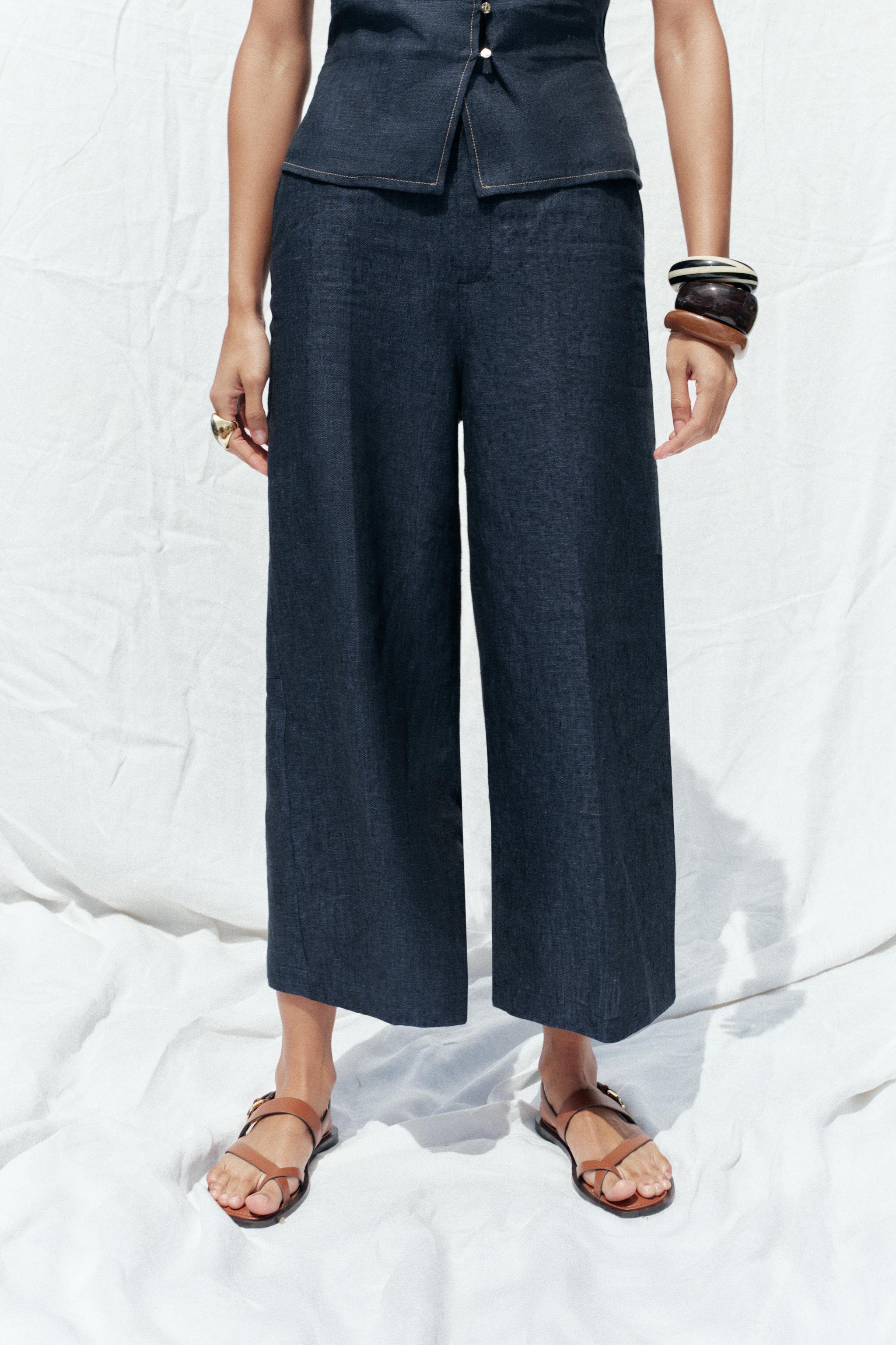 【ZARA】リネンキュロットパンツ インディゴブルー 3191/051/405 03191051405-p.jpg?ts=