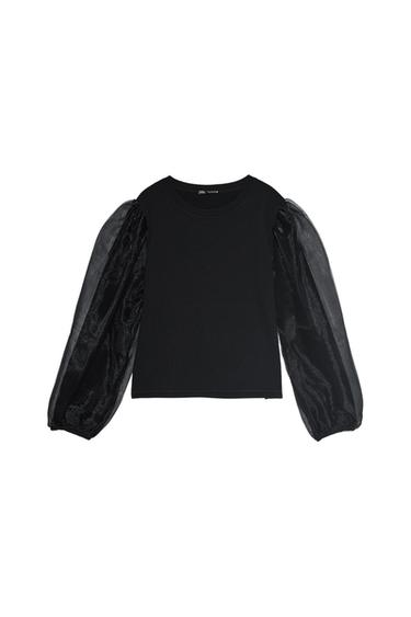 ORGANZA SLEEVE SWEATSHIRT