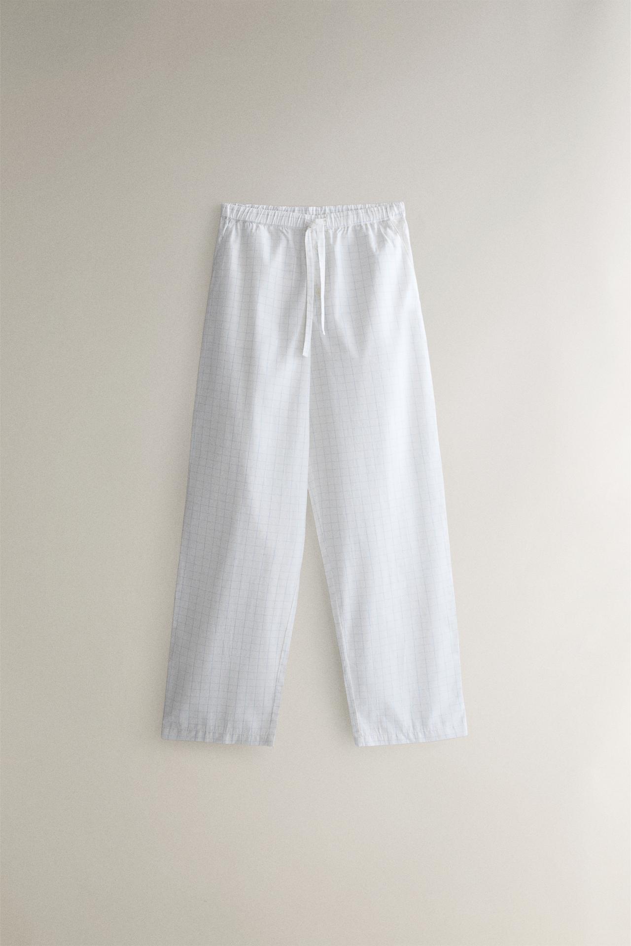CHECKED PANTS — Oyster-white
