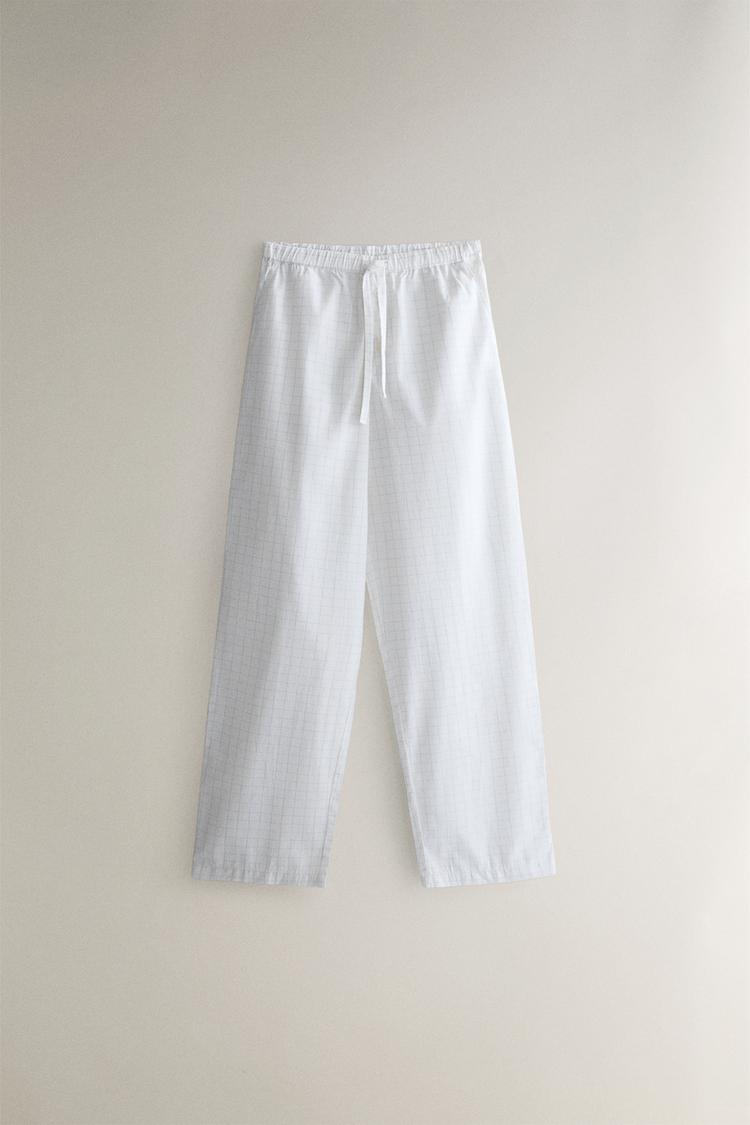 CHECKED PANTS — Oyster-white