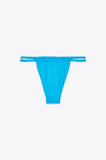 CULOTTE DE BIKINI À NOUER TRESSE - Turquoise de Zara - Image 3
