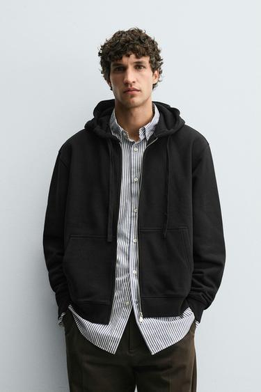 ZIP-UP HOODIE - Black by Zara