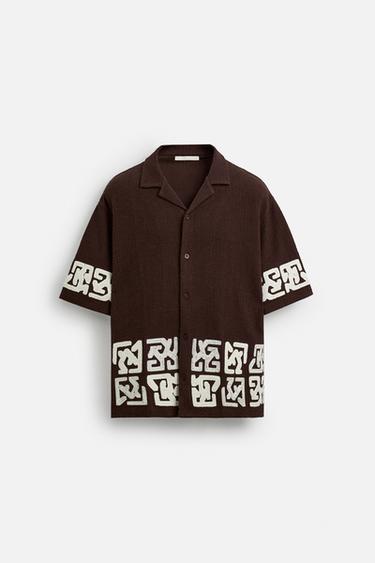 CHEMISE RELAXED FIT BRODÉE - Bordeaux de Zara - Image 6