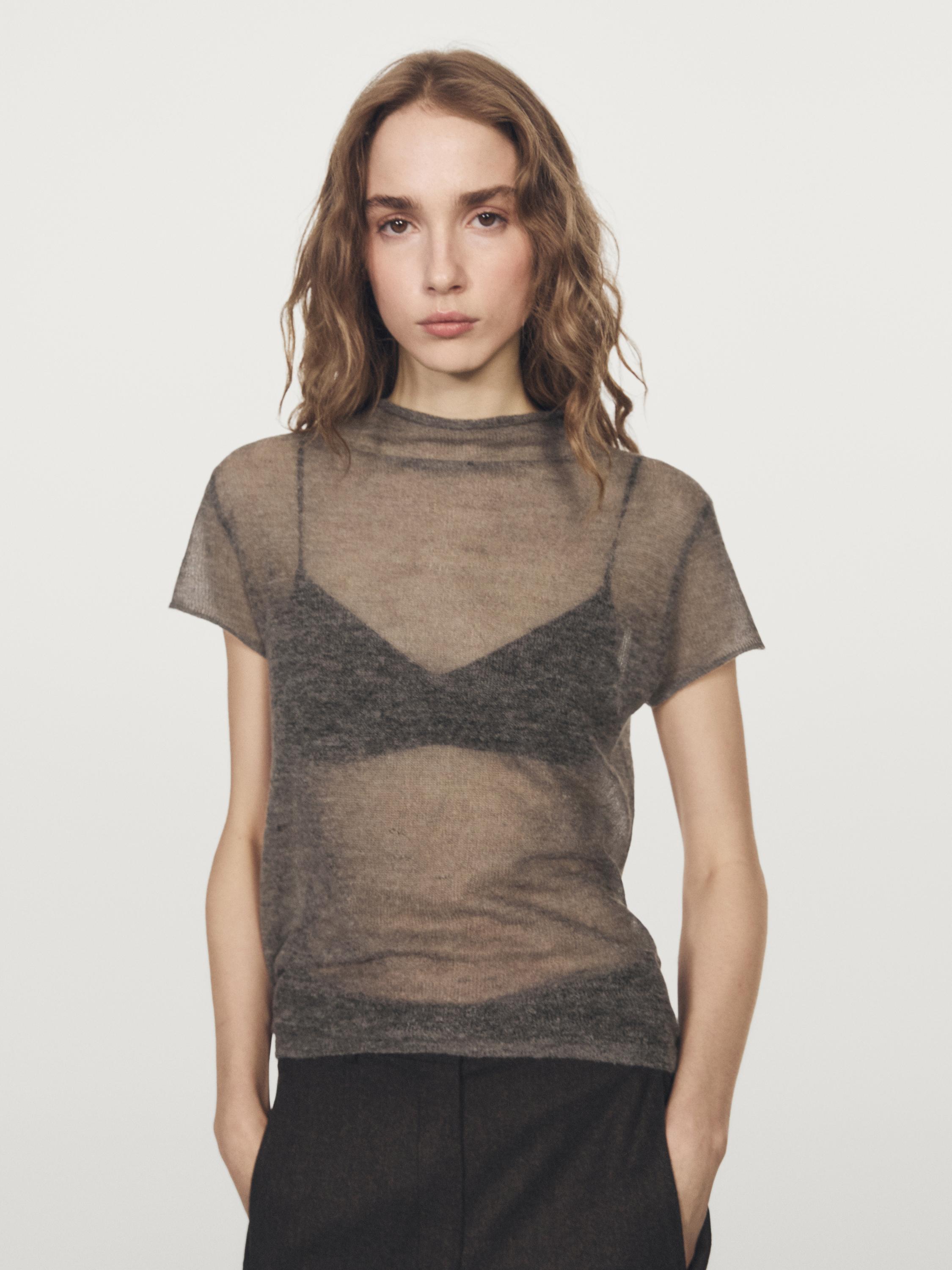 Cutwork wool blend T-shirt