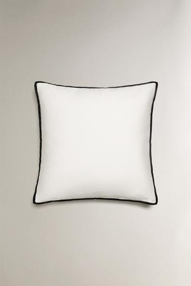 SATEEN CUSHION COVER FOR QUILTS WITH QUILTED POLKA DOTS - Ecru / Black by Zara - Image 3