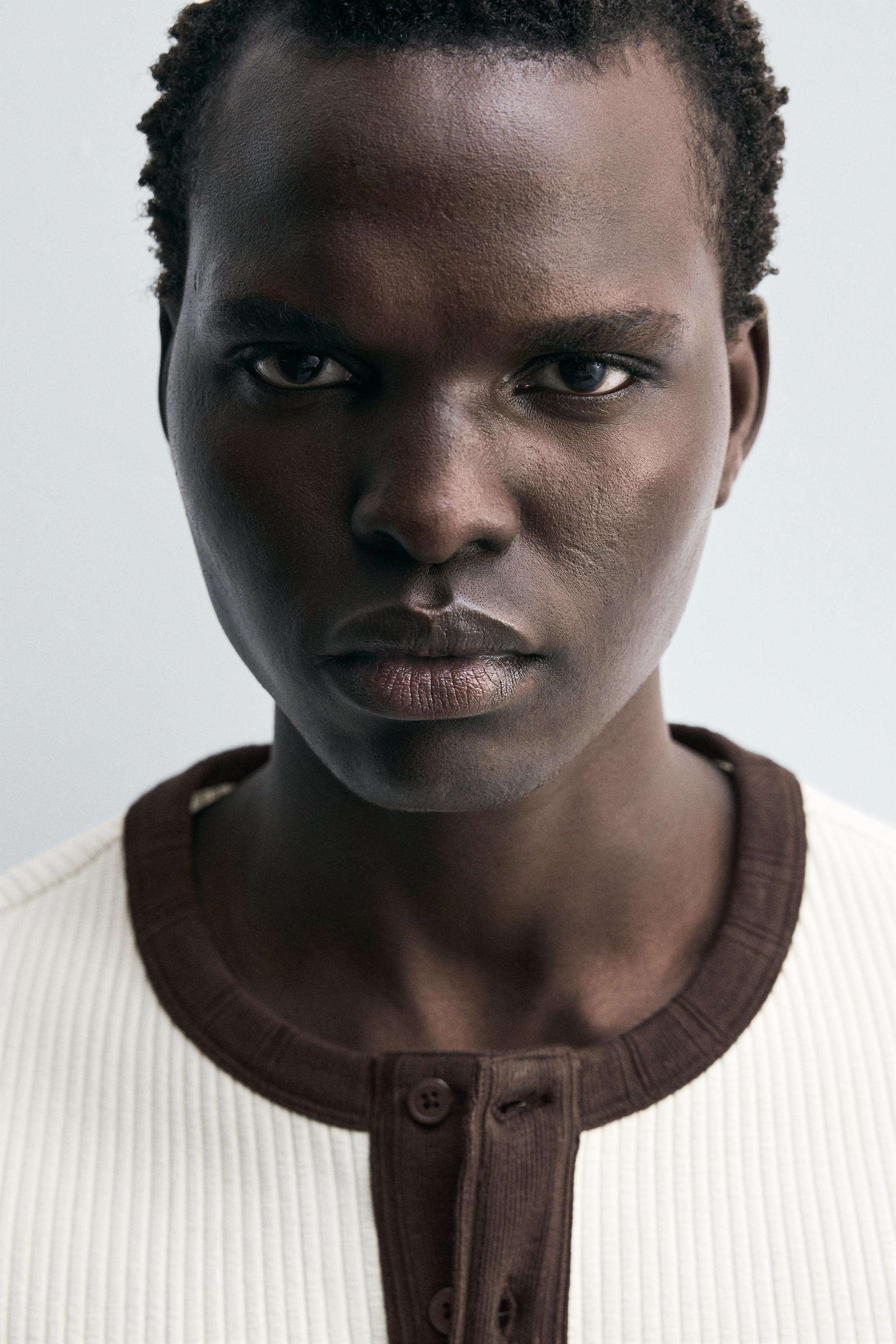 HAUT CANNELÉ À COL TUNISIEN