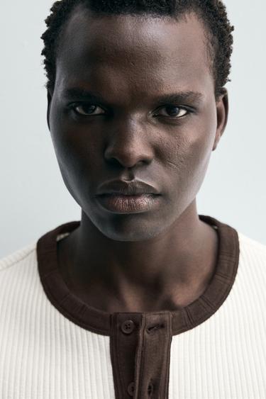 RIBBED HENLEY T-SHIRT - Oyster-white by Zara - Image 5