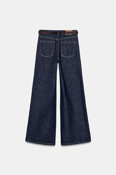 Z1975 WIDE-LEG BELTED JEANS - Blue by Zara - Image 7