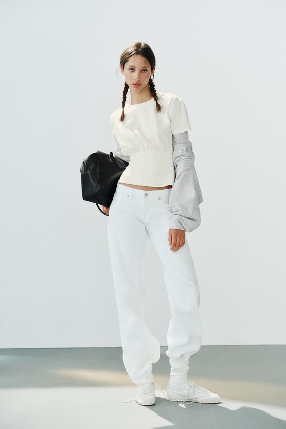 COTTON CORSET T-SHIRT - White by Zara - Image 0