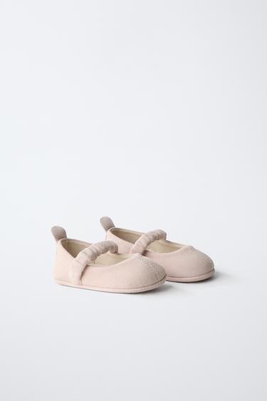 LEATHER BALLET FLATS - Pink by Zara