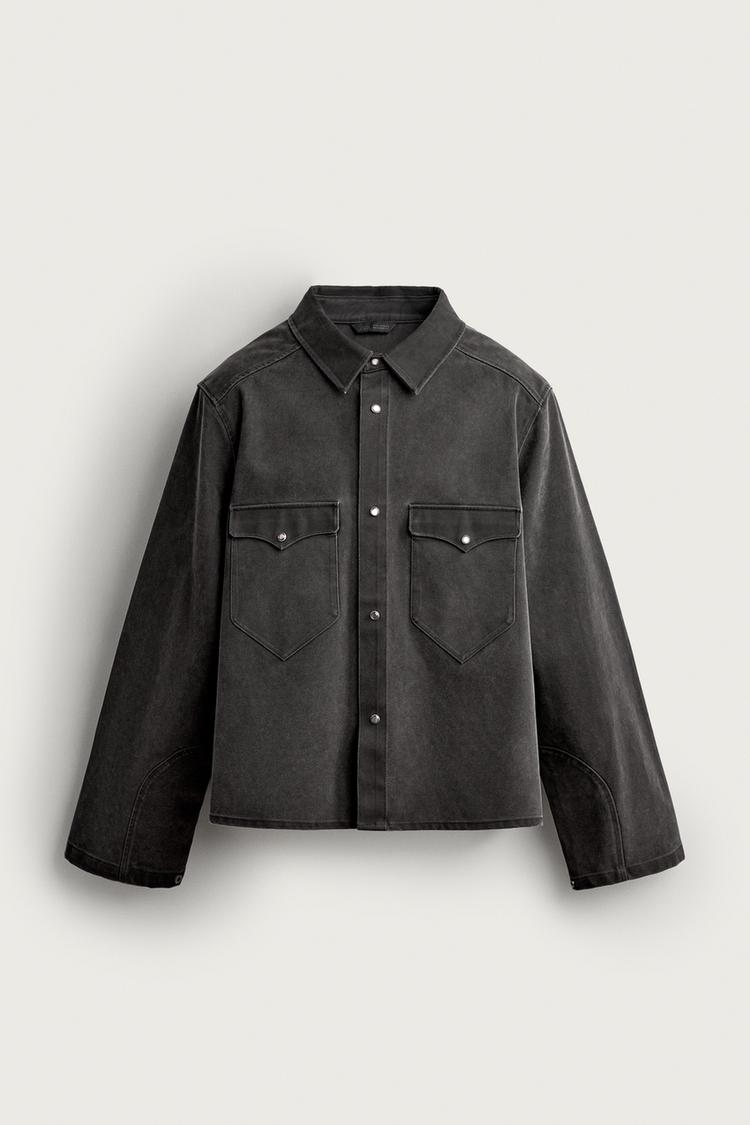 WASHED FAUX SUEDE OVERSHIRT