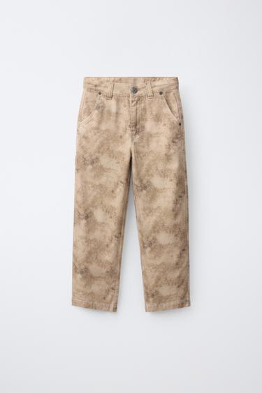 PANTALÓN CARGO ESTAMPADO TIE DYE - Marrón claro de Zara