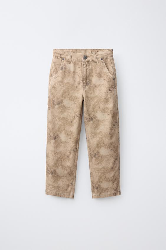 TIE-DYE PRINT CARGO TROUSERS - Light brown de Zara - Imagen 0