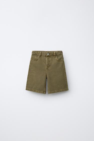 RELAXED BAGGY BERMUDA SHORTS - Green by Zara