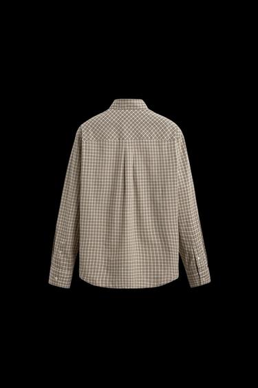 Zara REGULAR FIT CHECKED SHIRT - Sand