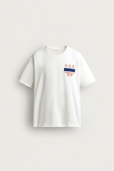 COMBINED EMBROIDERED RELAXED FIT T-SHIRT - White by Zara