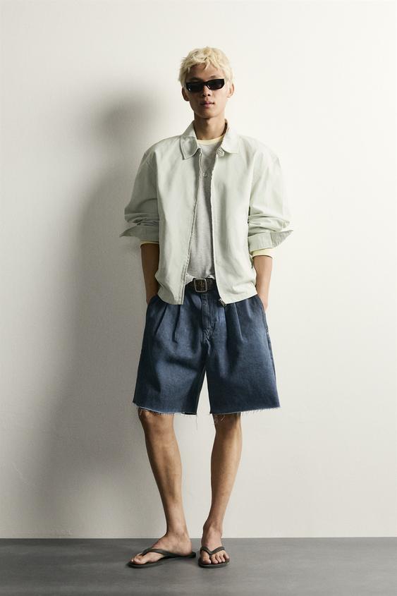 BERMUDA RELAXED FIT DÉLAVAGE IRRÉGULIER - Bleu de Zara - Image 0