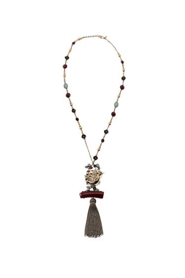 Zara BIRD STONE LINK NECKLACE - Golden