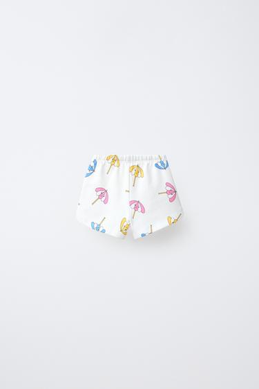 LOT DE DEUX SHORTS EN MOLLETON PARAPLUIES DE PLAGE ET ONDULINE - Imprimée de Zara - Image 2