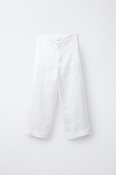 PANTALONI DRITTI 100% LINO - Bianco sporco di Zara