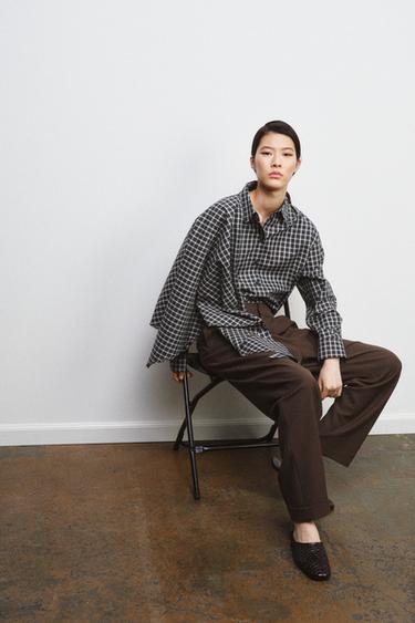 PANTALON À PINCES AVEC LAINE ZW COLLECTION - Vison de Zara - Image 3