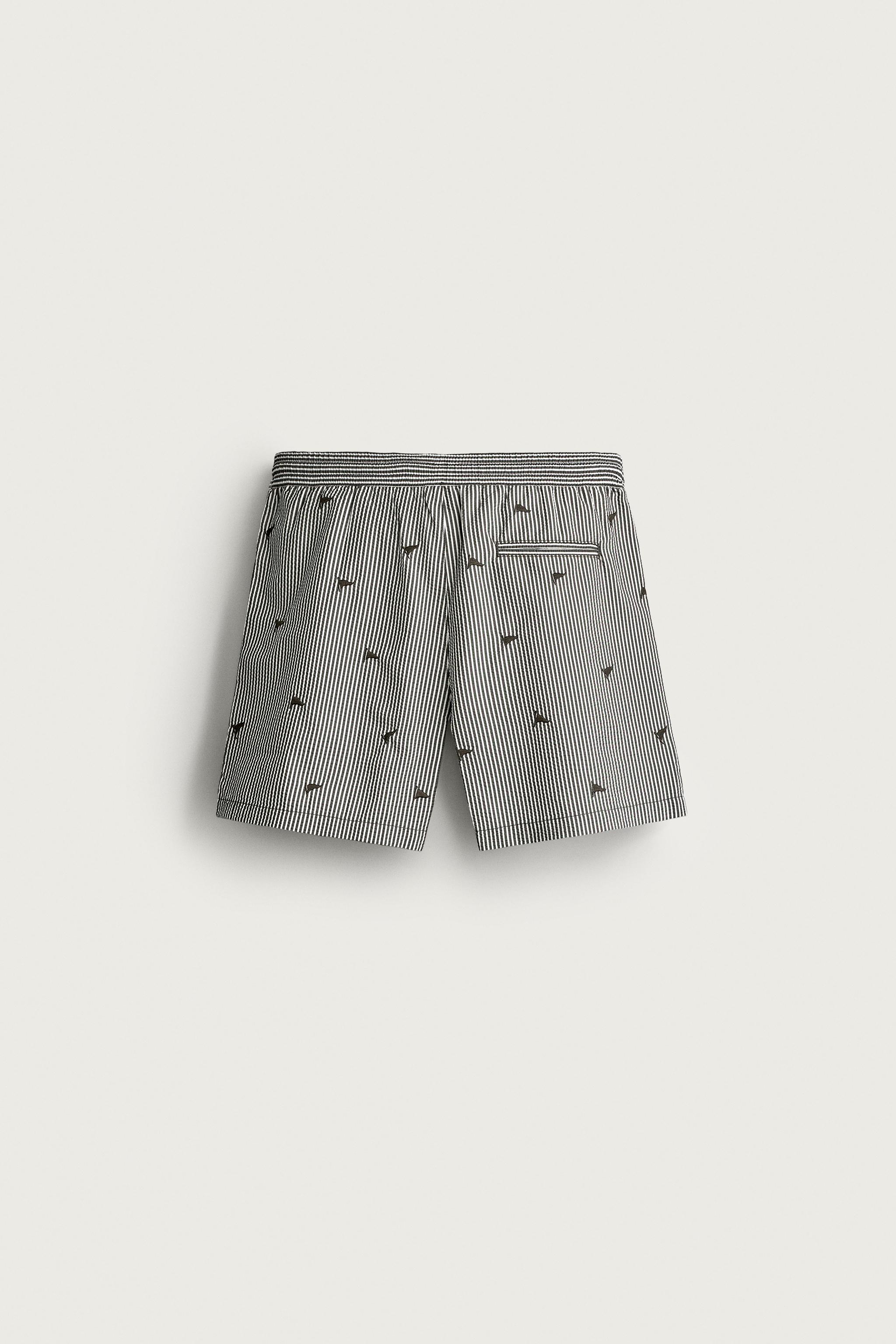 EMBROIDERED SEERSUCKER SWIM SHORTS