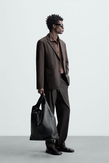 BLAZER TRAJE EFECTO ENCERADO - Marrón de Zara - Imagen 0