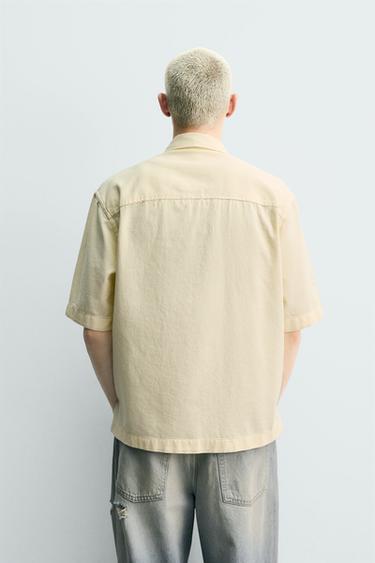 EMBROIDERED TEXTURED OVERSHIRT - Yellow by Zara - Image 2