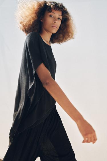 TEXTURED ASYMMETRIC CAPE - Blue by Zara - Image 2