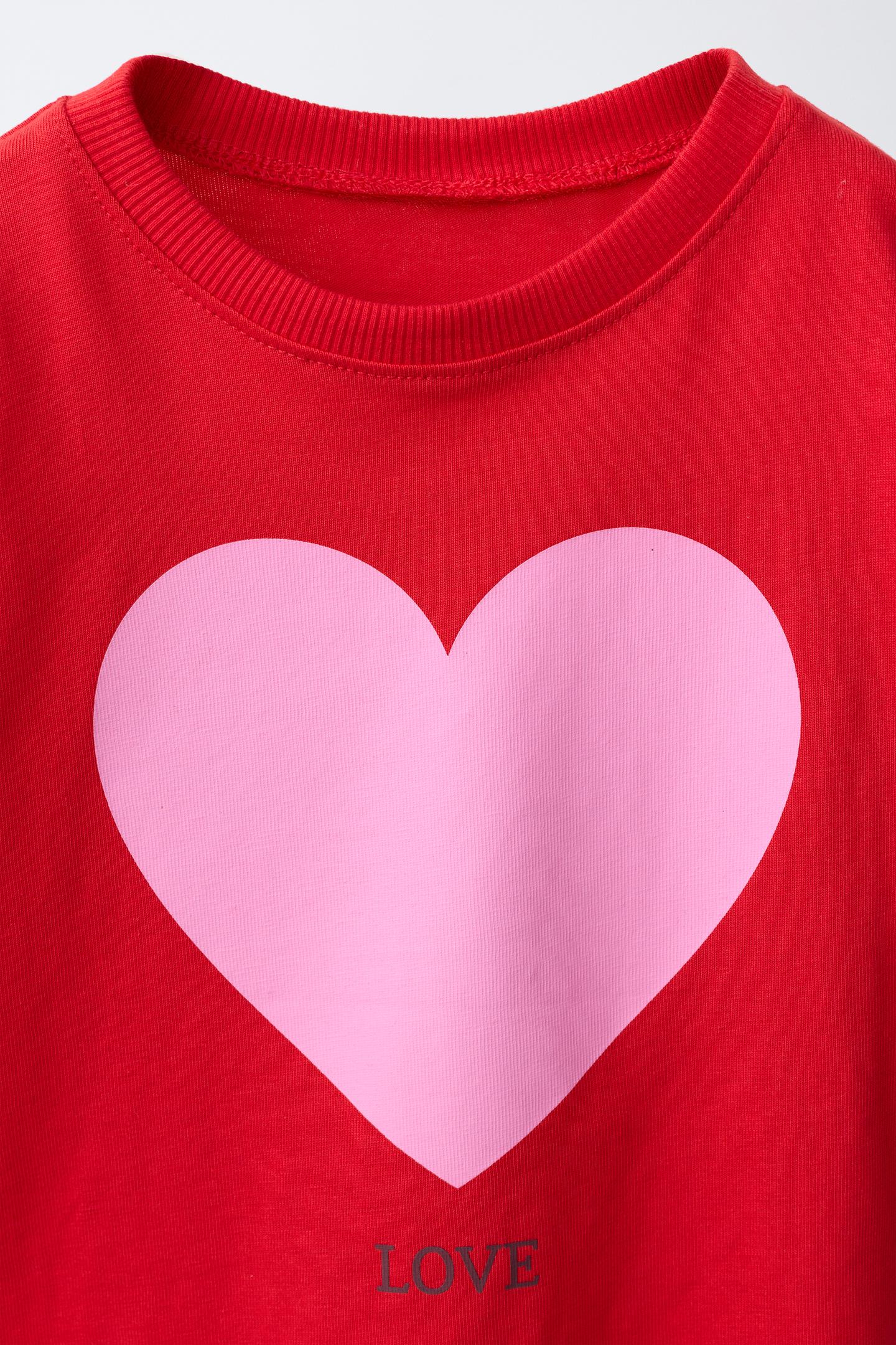 Детская футболка Zara Heart Print, цвет: Красный — фото 3