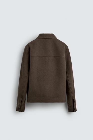 BLOUSON EN DRAP DE LAINE AVEC ZIP - Marron de Zara - Image 7