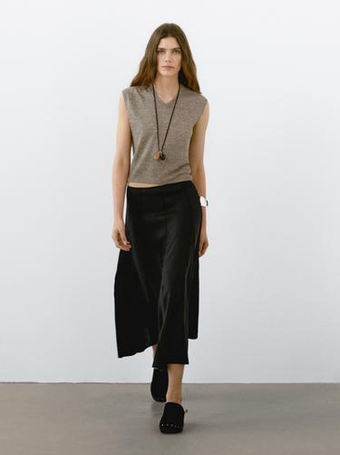 Zara 100% linen melange knit vest - Gray marl - Image 0