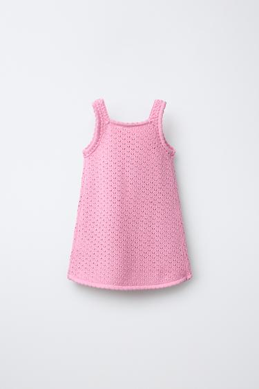 CROCHET TULIP KNIT DRESS - Pink by Zara - Image 1