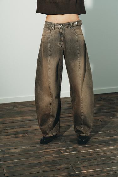 TRF OVERSIZE HIGH-WAIST JEANS - Brown by Zara - Image 1