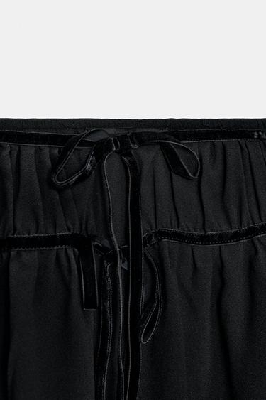 GEORGETTE MINI SKIRT WITH VELVET BOWS - Black by Zara - Image 6