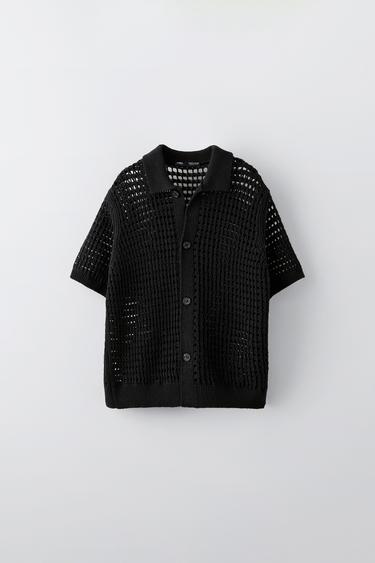 CHEMISE EN MAILLE CROCHET - Noir de Zara