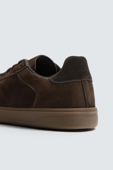 LEATHER TRAINERS - Brown by Zara - Image 5