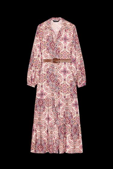 MIDIKLEID MIT PRINT UND GÜRTEL - Bunt von Zara - Bild 0